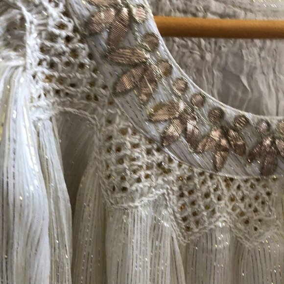 RAGA x Anthropologie Gold Metallic Bohemian Top Blouse XS - Picture 3 of 9